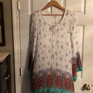 Dress.  Scoop tie neckline.